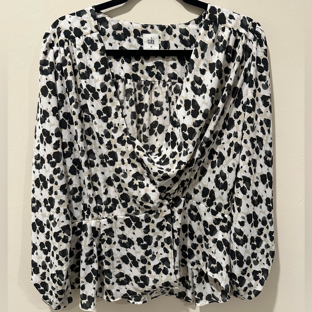 CAbi Black and White Patterned Blouse